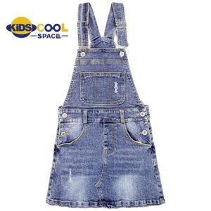 KIDSCOOL SPACE Denim Skirt Jean Overall Dress, NWT